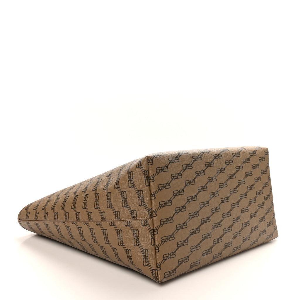 Balenciaga Coated Canvas BB Monogram Large Signature East West Shopper Bag Beige Brown