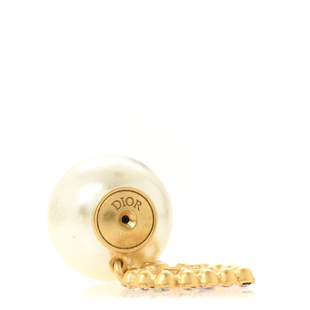 Christian Dior Pearl Crystal Heart Tribal Earrings Gold Multicolor