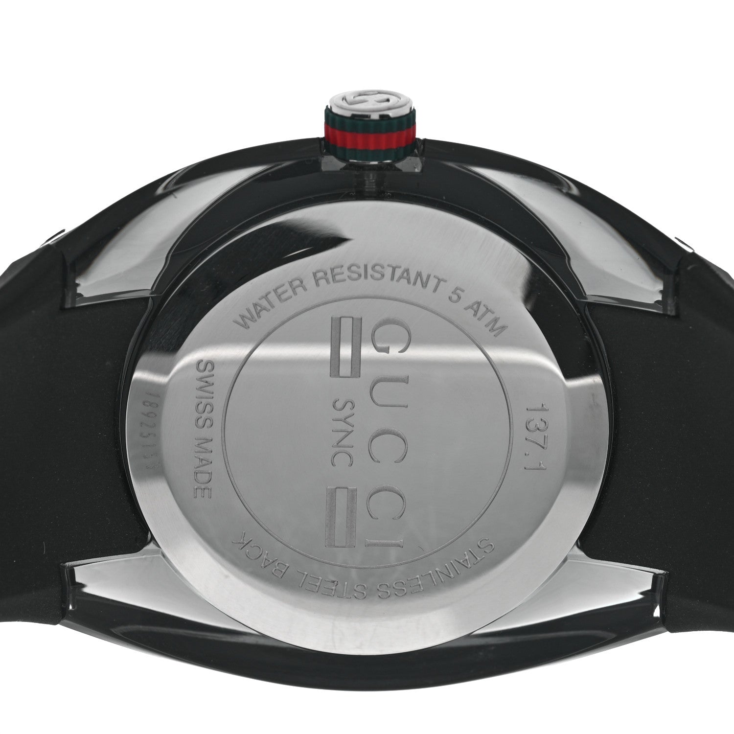 Gucci Stainless Steel Rubber 46mm Sync Web Quartz Watch Black