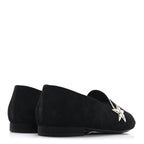 Chanel Suede Calfskin Grosgrain Crystal Star Mocassin Loafers 38 Black