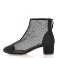 Chanel Mesh Suede Cap Toe Embellished Short Boots 35.5 Black