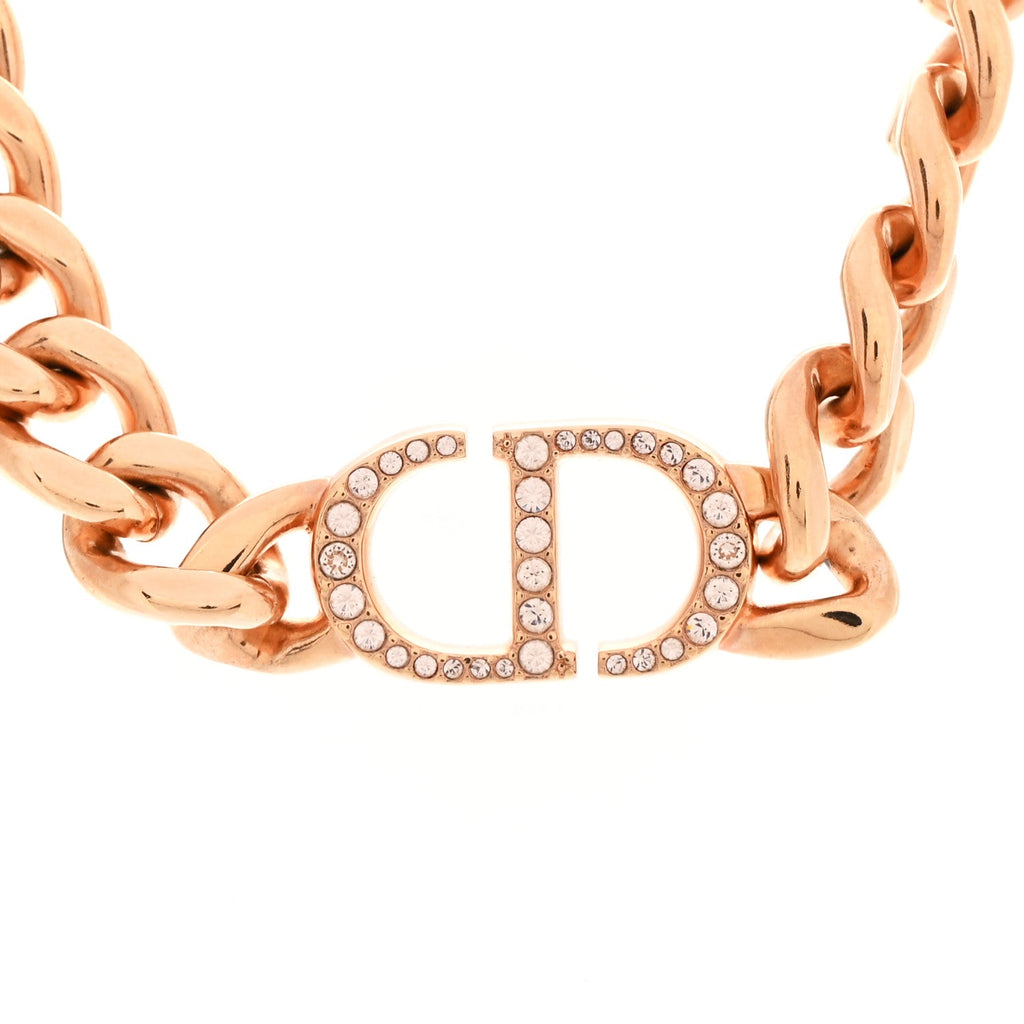 Christian Dior Metal Crystal 30 Montaigne Necklace Rose Gold