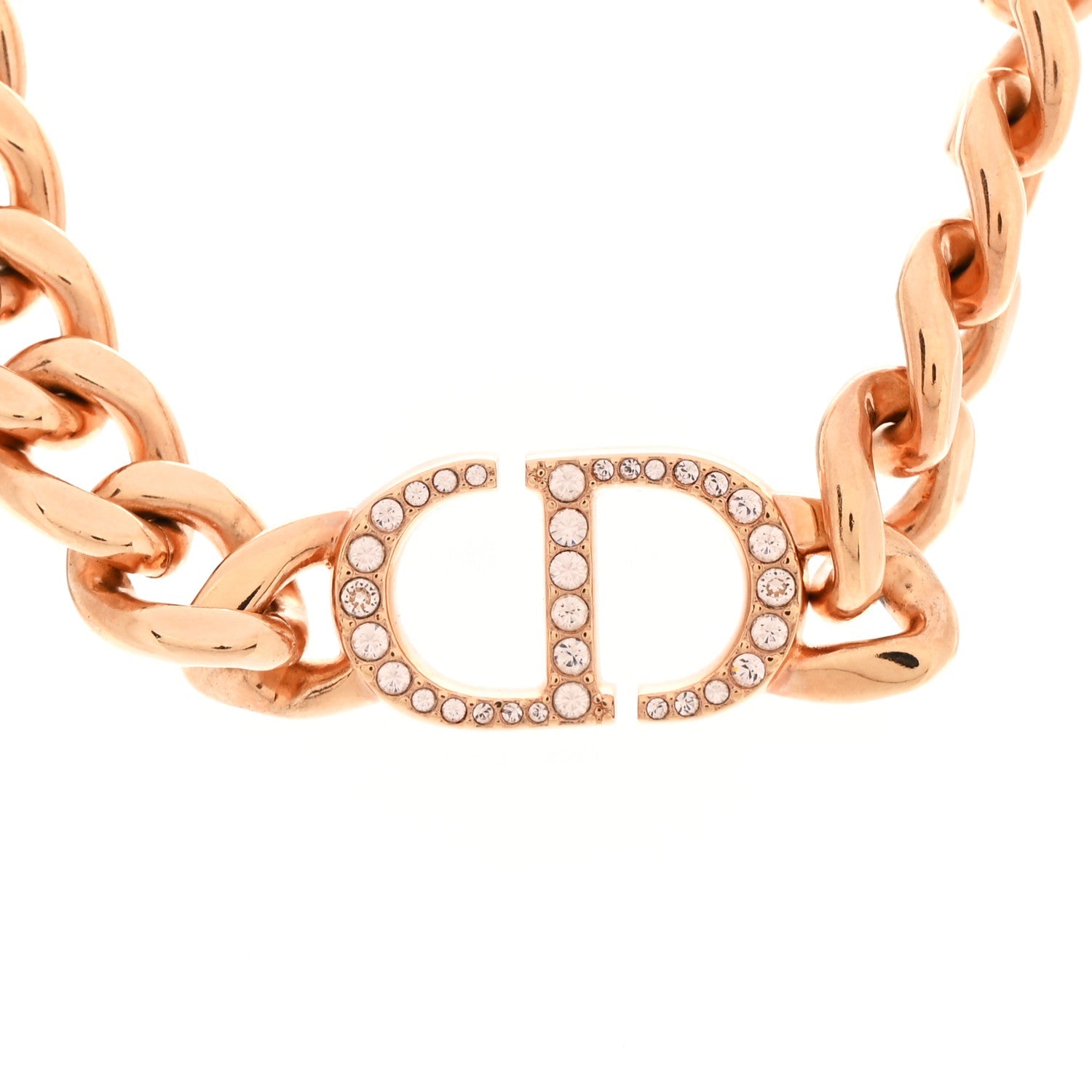 Christian Dior Metal Crystal 30 Montaigne Necklace Rose Gold