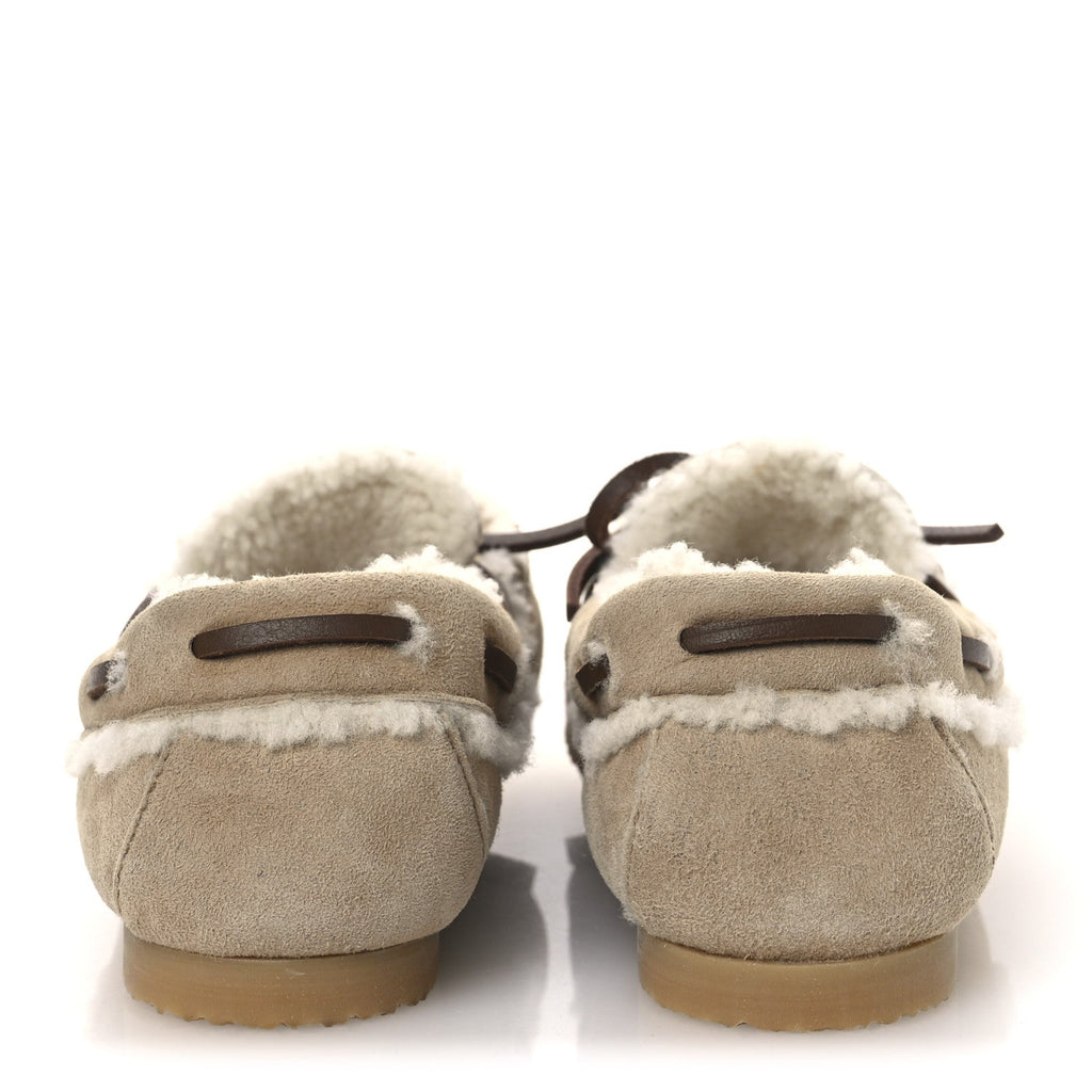 Miu Miu Shearling Moccasin Loafers 35 Beige