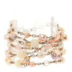Chanel Pearl Bead CC Multi Strand Bracelet Gold Pink