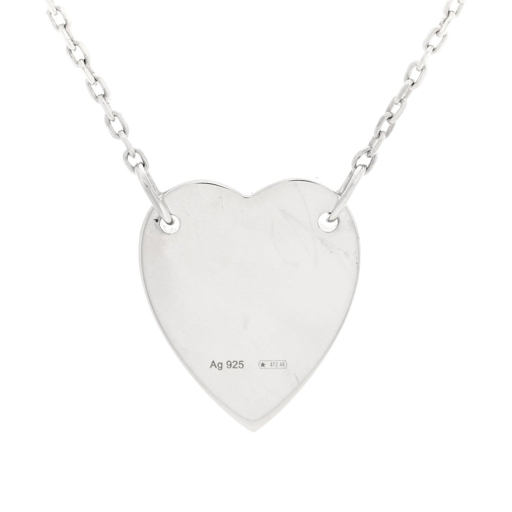 Gucci Sterling Silver Trademark Heart Pendant Necklace
