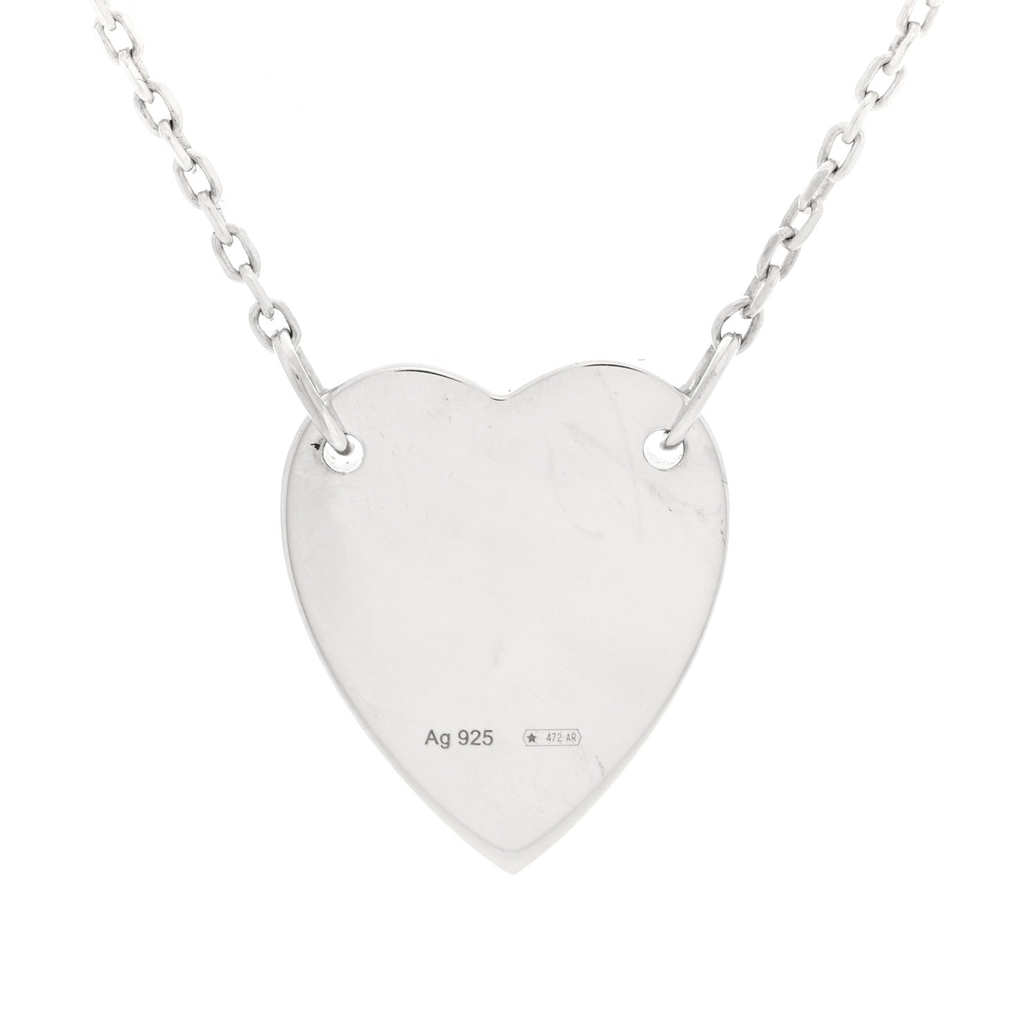 Gucci Sterling Silver Trademark Heart Pendant Necklace