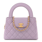 Chanel Shiny Aged Calfskin Quilted Nano Kelly Shopper Lilac