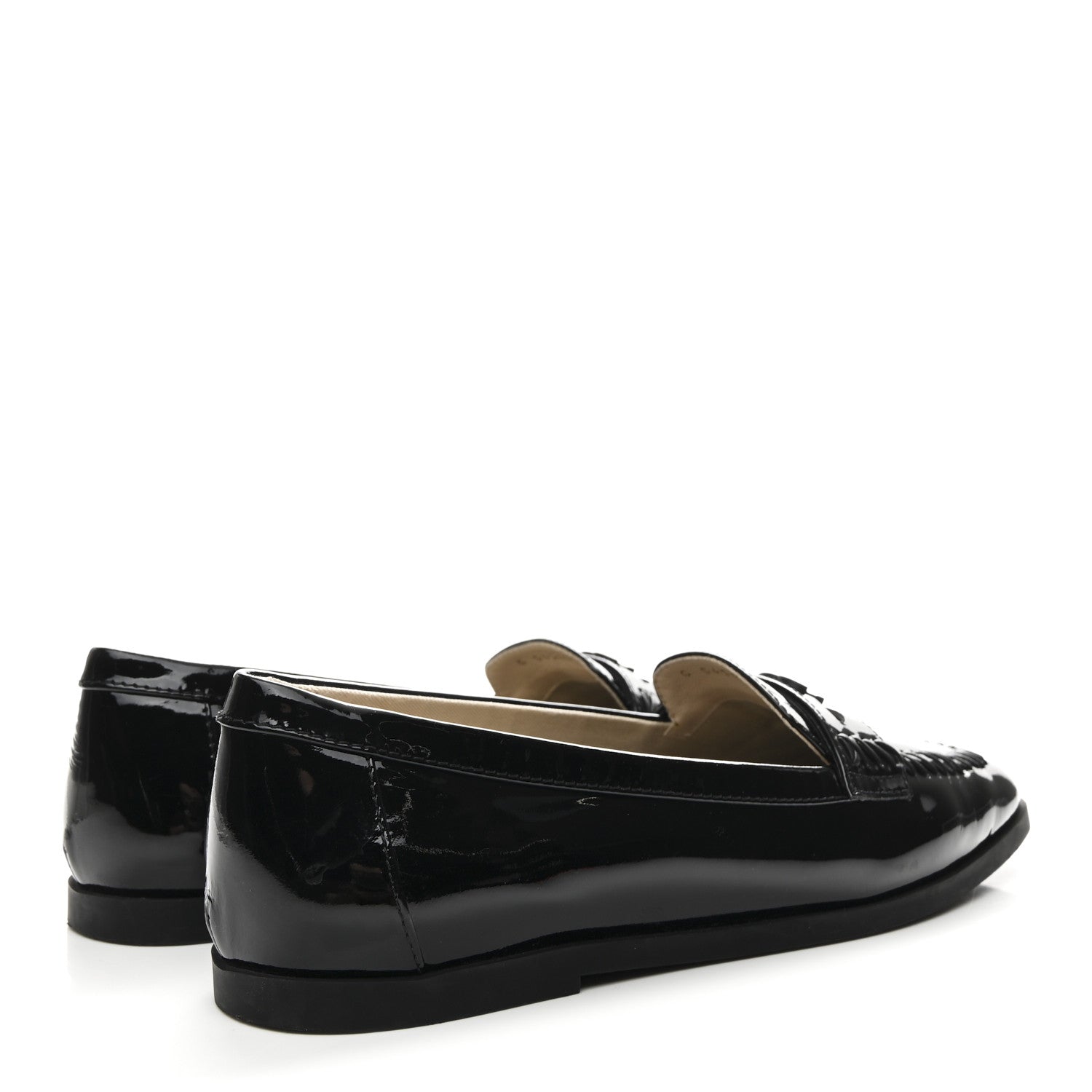 Chanel Patent CC Mocassin Loafers 38 Black