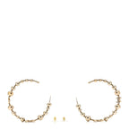 Chanel Metal Bead CC Hoop Earrings Gold