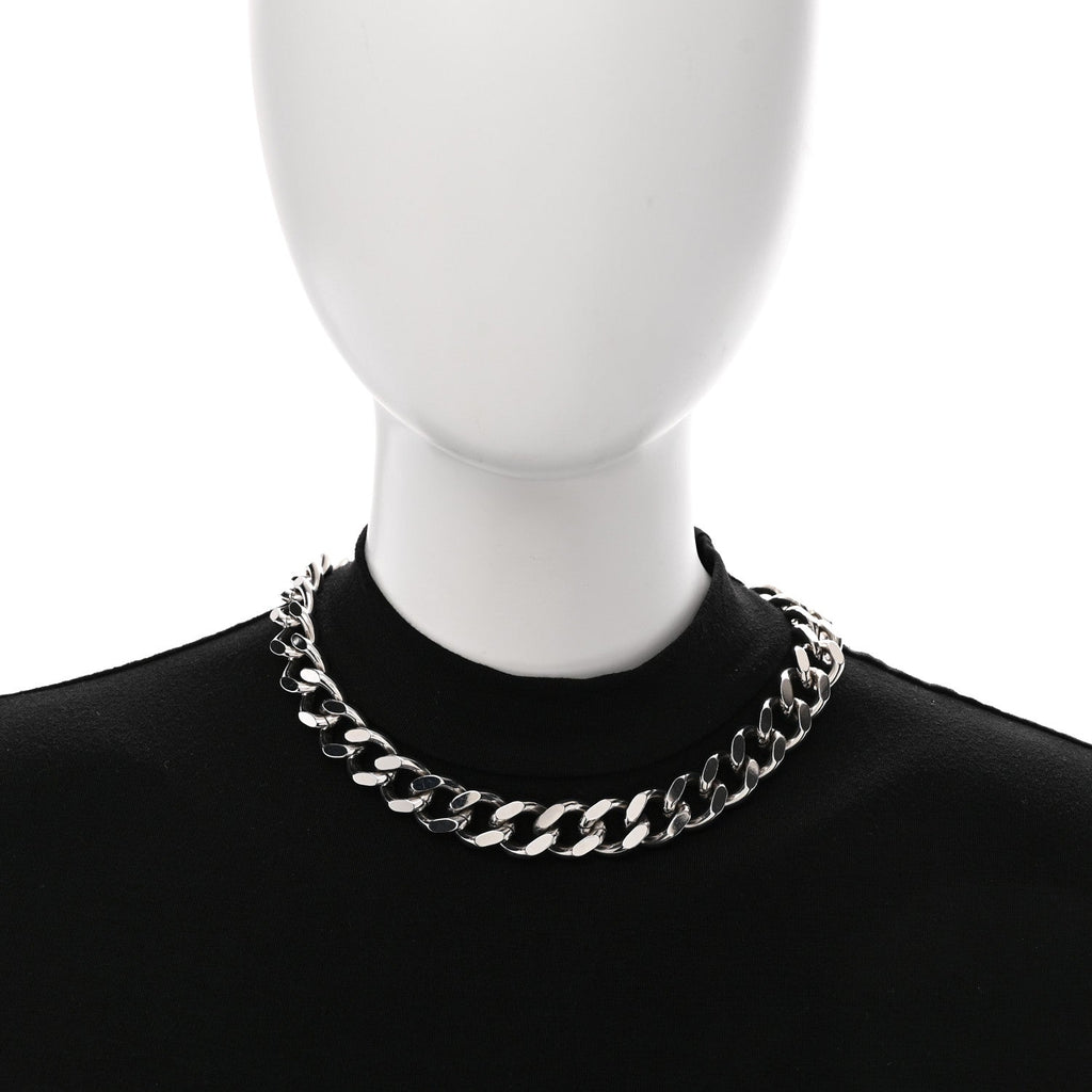 Christian Dior Metal CD Icon Chain Link Necklace Silver