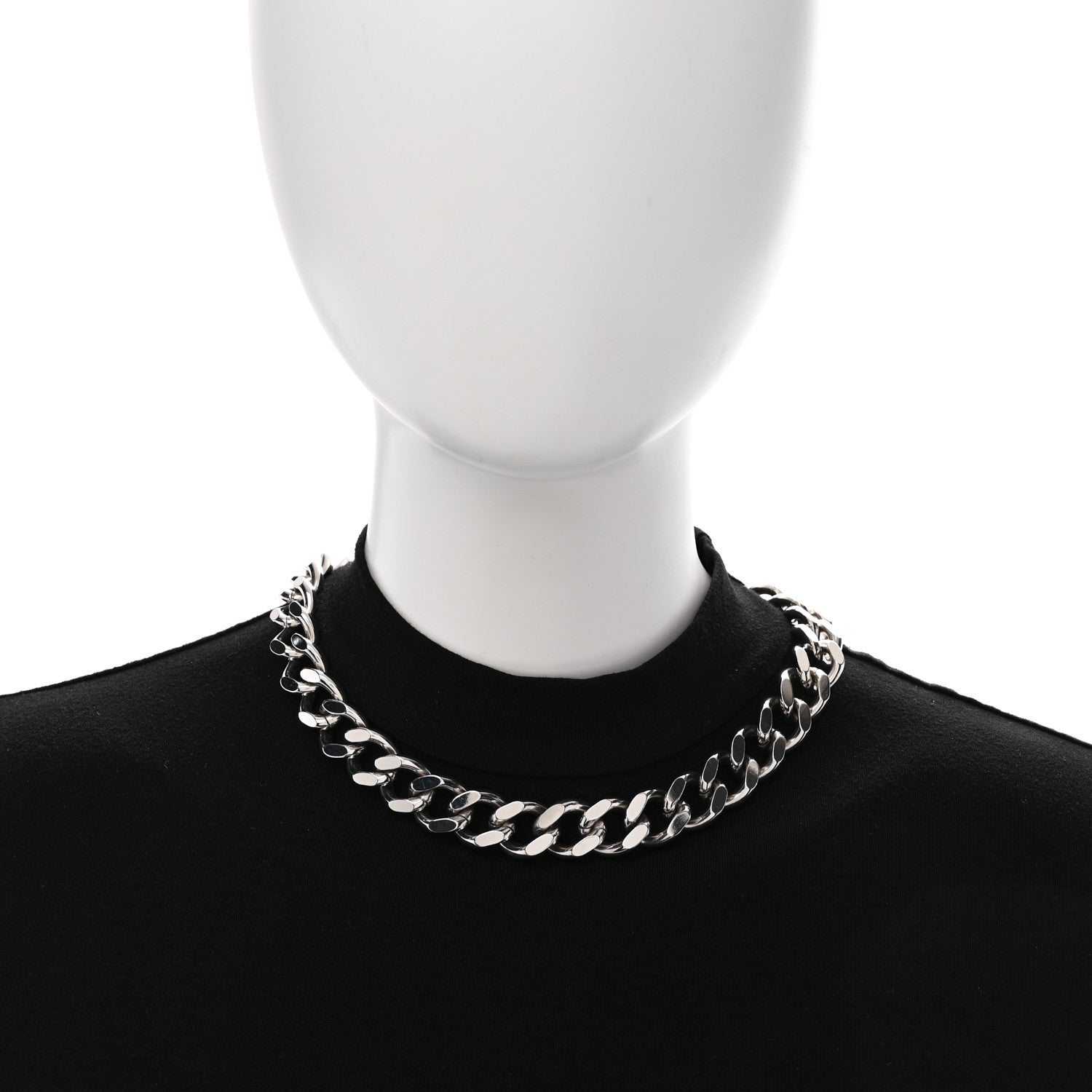 Christian Dior Metal CD Icon Chain Link Necklace Silver