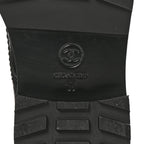 Chanel Shiny Calfskin Velvet Pearl Combat Short Boots 36 Black