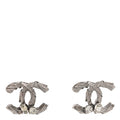 Chanel Crystal CC Earrings Silver