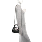 Chanel Mirror Calfskin Quilted Nano Kelly Shopper Black