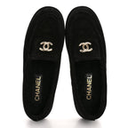 Chanel Suede Calfskin CC Loafers 39.5 Black