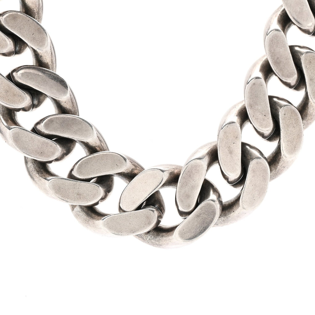 Saint Laurent Metal Curb Chain Necklace Oxidized Silver