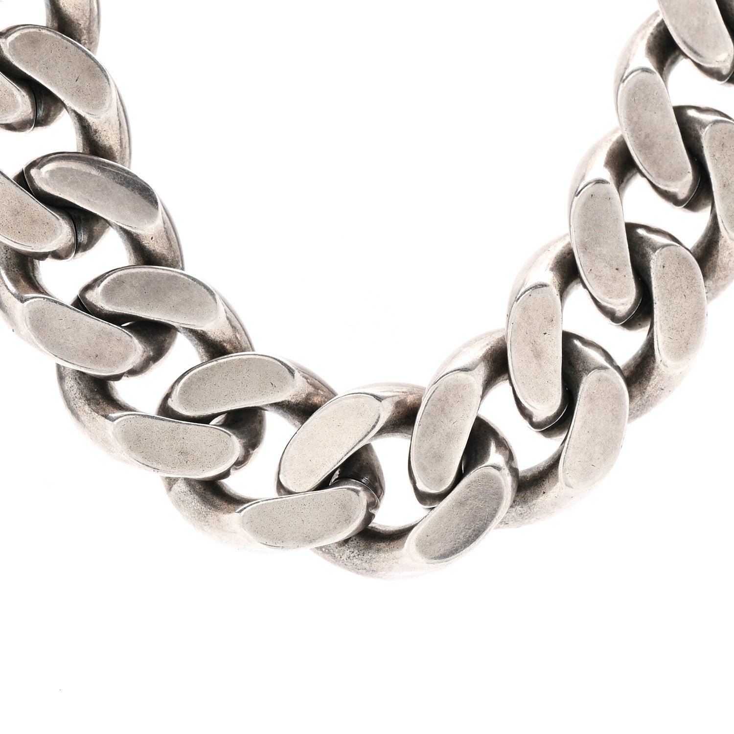 Saint Laurent Metal Curb Chain Necklace Oxidized Silver