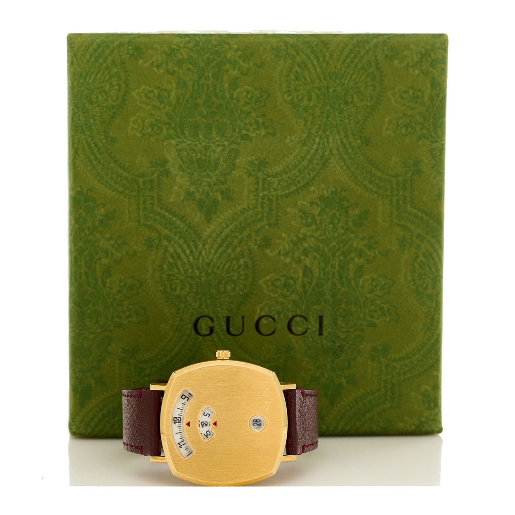 Gucci Stainless Steel Alligator 35mm Grip Quartz Watch Burgundy