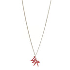 Christian Dior X SHAWN STUSSY Crystal Logo Pendant Necklace Red