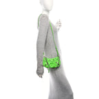 Balenciaga Extra Supple Calfskin Crocodile Embossed Le Cagole Mini Purse With Chain Acid Green