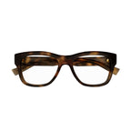 Saint Laurent Eyeglasses Square Full Rim, Dark Havana Frame and Clear Demo Lenses Lens SL677002
