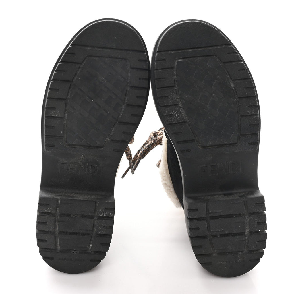 Fendi Sheepskin Suede Apres Chic Boots 38 Black