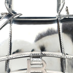 Balenciaga Metallic Calfskin Hourglass Top Handle Bag XS Silver