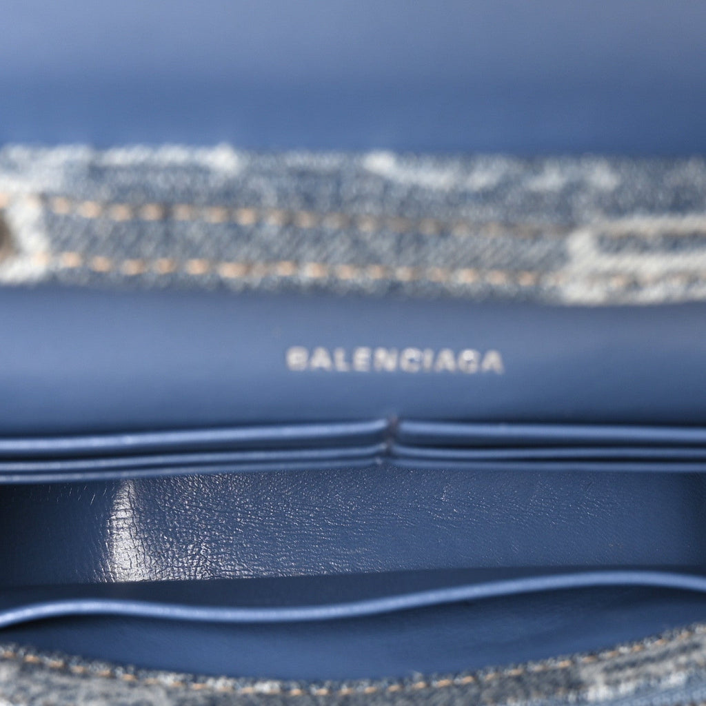 Balenciaga Denim BB Monogram Hourglass Chain Bag Blue