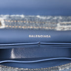 Balenciaga Denim BB Monogram Hourglass Chain Bag Blue