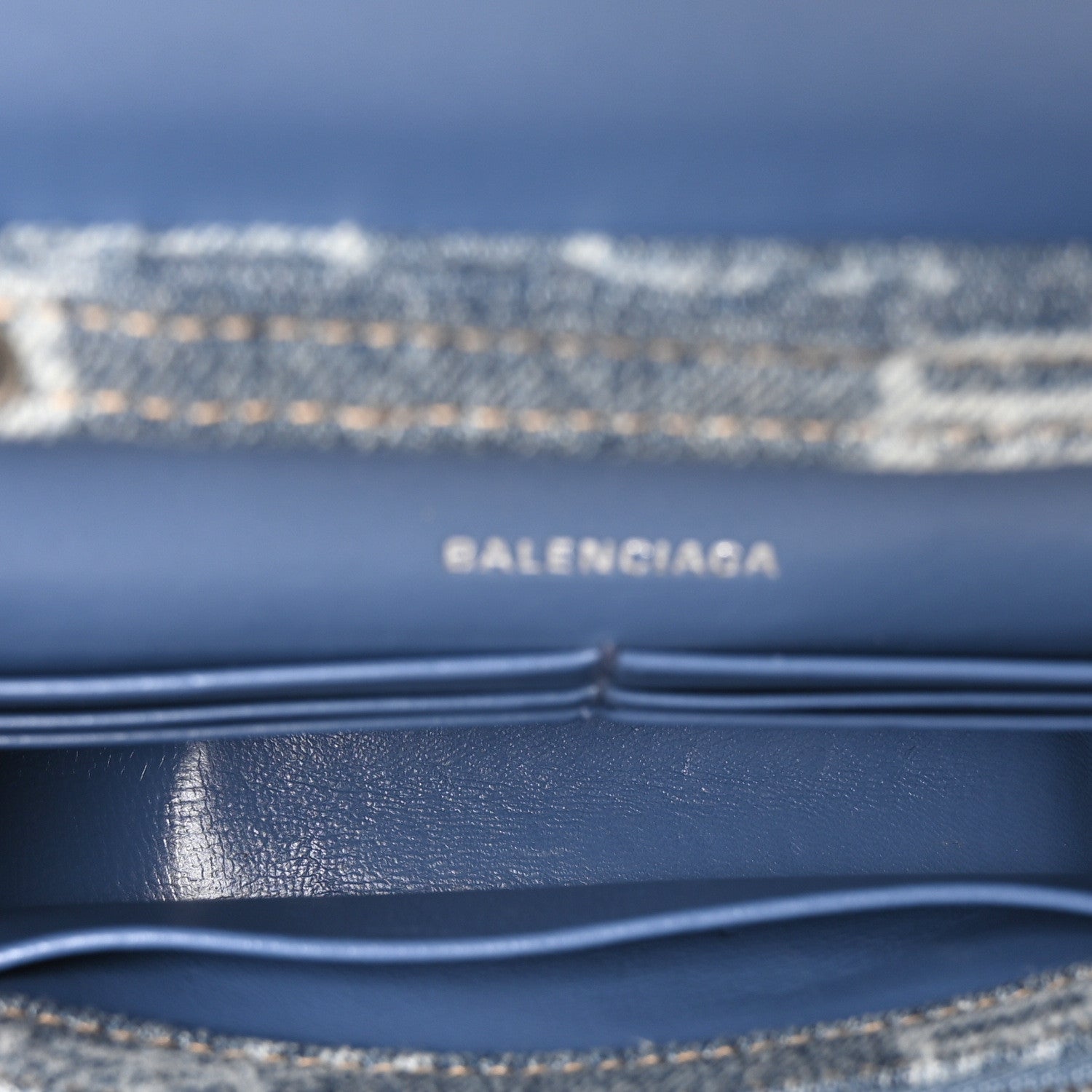 Balenciaga Denim BB Monogram Hourglass Chain Bag Blue