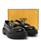Fendi Vitello Abrasivato Fendigraphy 50mm Loafers 40.5 Black