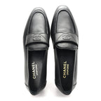 Chanel Lambskin Mens Stitched CC Loafers 42 Black