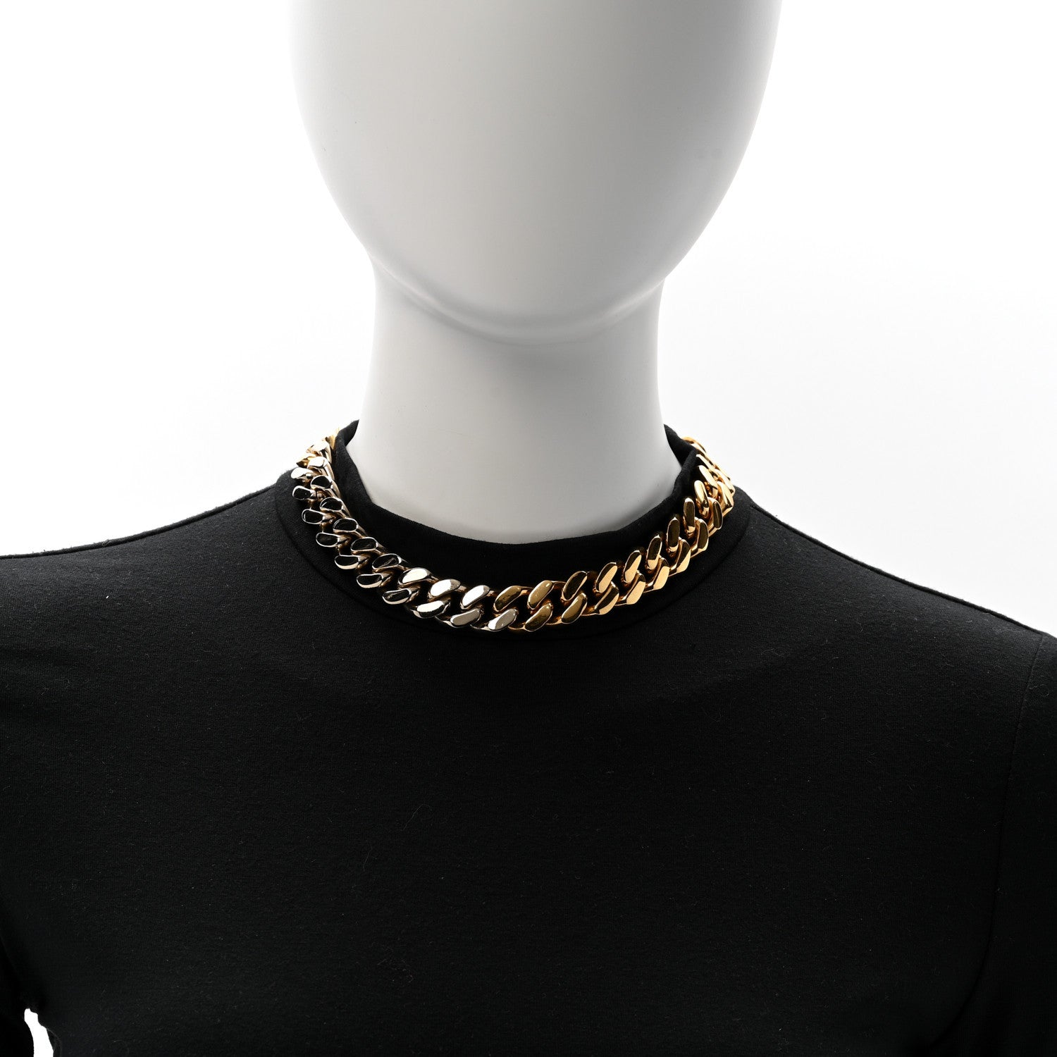 Saint Laurent Metal Curb Chain Necklace Gold Silver