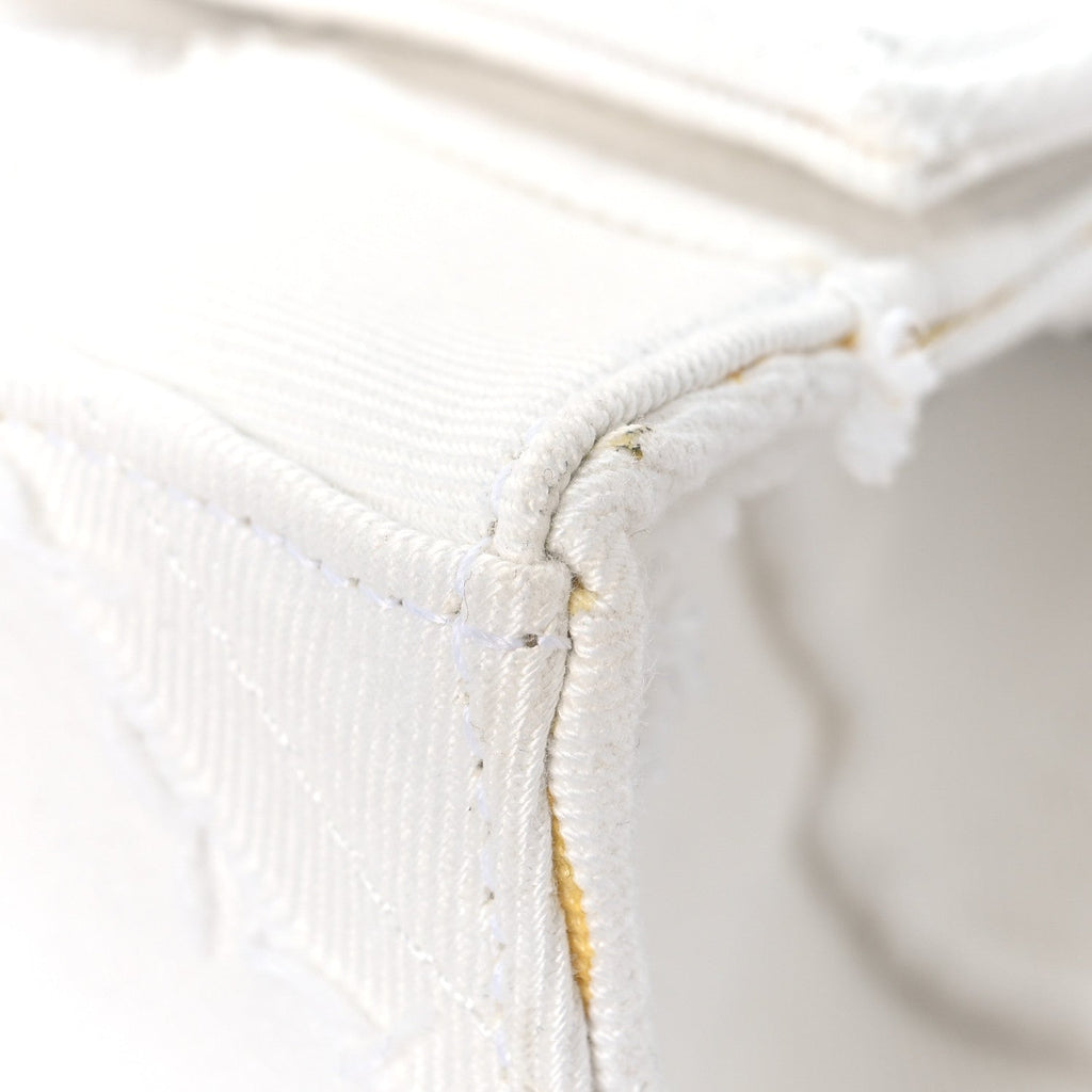 Balenciaga Denim Patchwork Small Hourglass Top Handle Bag White