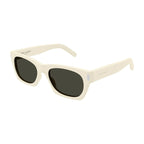 Saint Laurent Sunglasses Square Full Rim, Transparent Frame and Green Lens SL402008