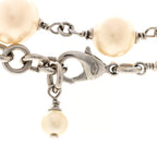 Chanel Graduated Pearl Crystal CC Long Necklace Silver