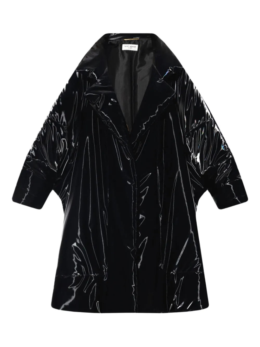 Saint Laurent Crinkled Glossy Padded Coat Black