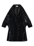 Saint Laurent Crinkled Glossy Padded Coat Black