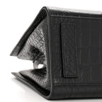 Balenciaga Calfskin Crocodile Embossed Medium Sharp Tote Black