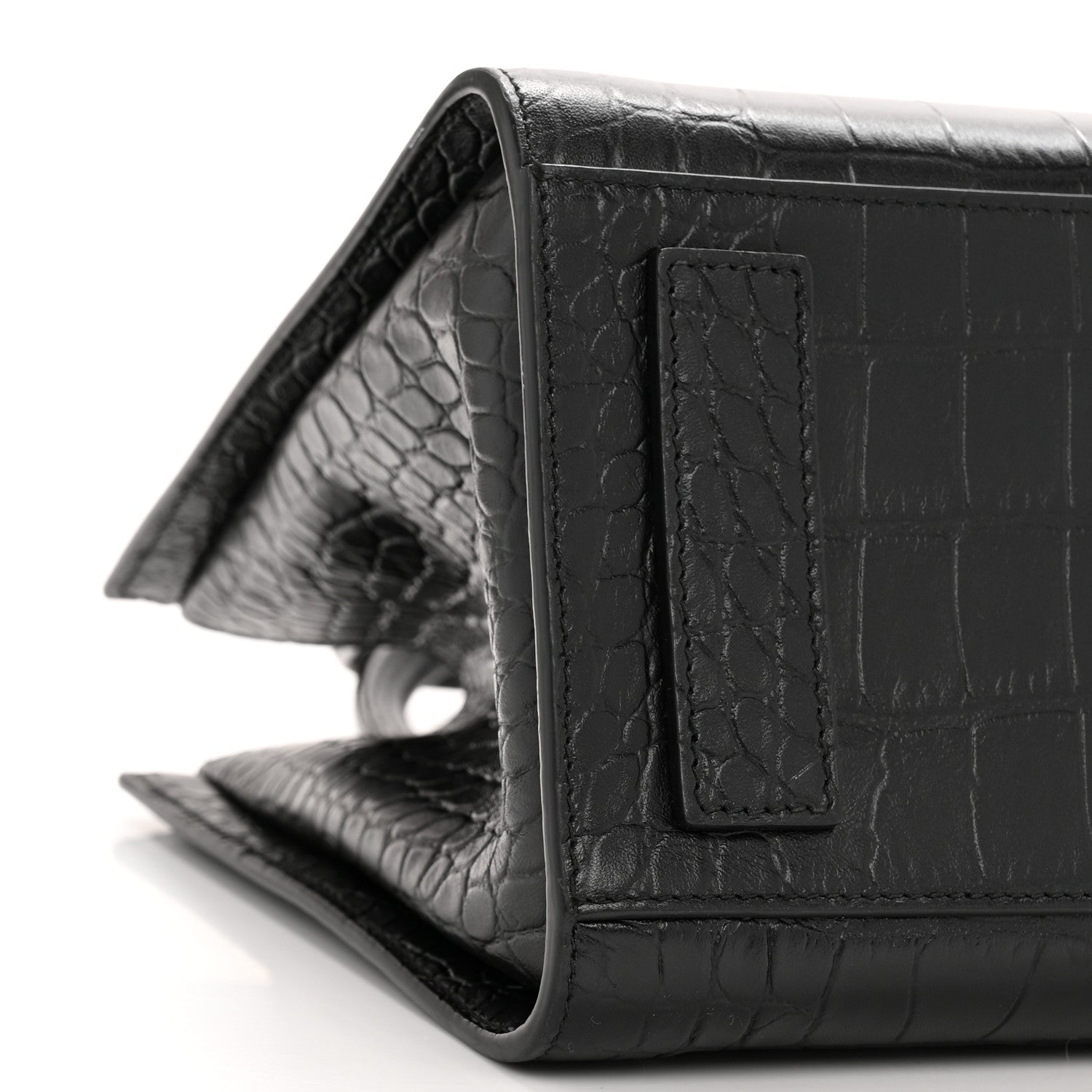 Balenciaga Calfskin Crocodile Embossed Medium Sharp Tote Black