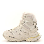 Balenciaga Mesh Nylon Faux Fur Womens Track Hike Sneakers 37 White