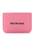 Balenciaga Calfskin Logo Everyday Mini Wallet Pink
