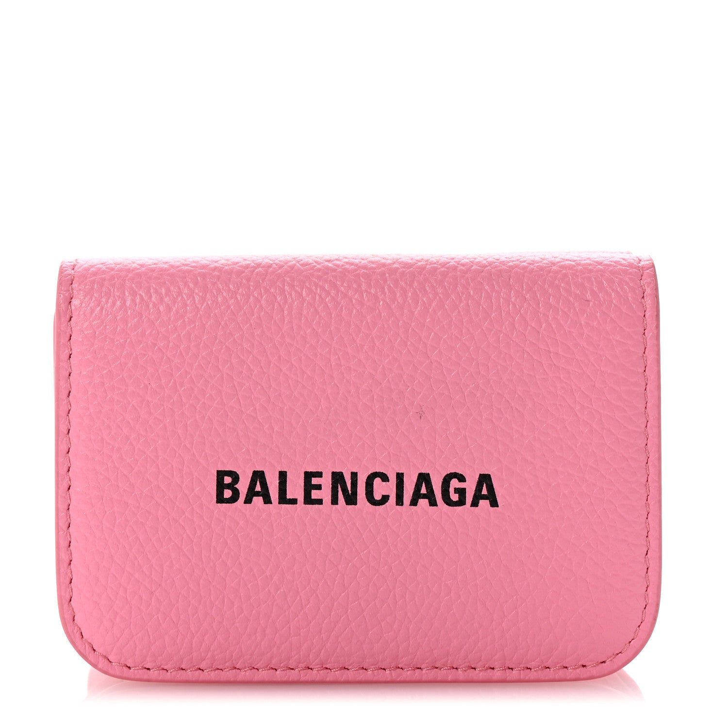 Balenciaga Calfskin Logo Everyday Mini Wallet Pink