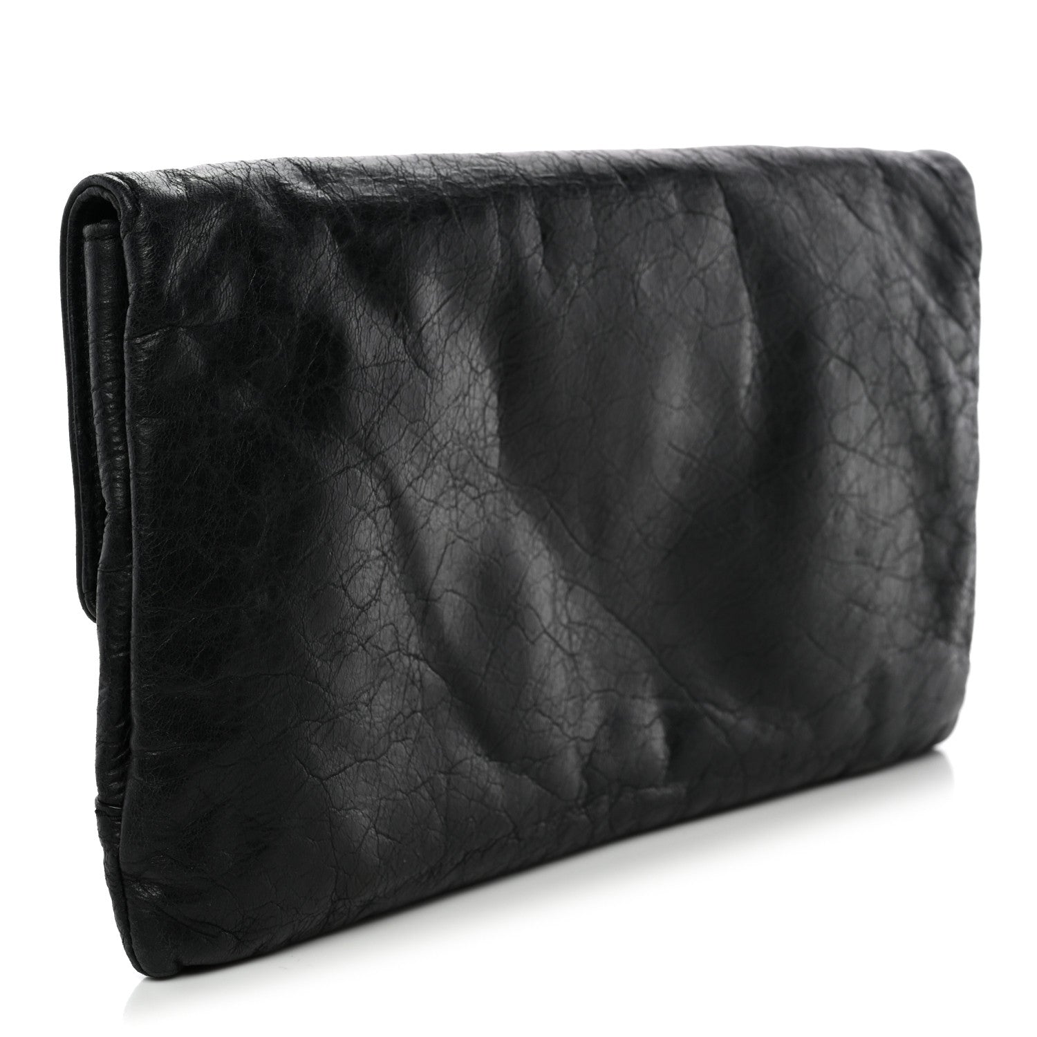 Balenciaga Agneau Giant 12 Silver Hardware Envelope Clutch Black