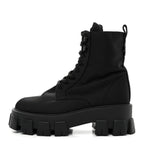 Prada Re-Nylon Gabardine Metal Triangle Logo Monolith Pouch Pocket 55mm Boots 39 Black