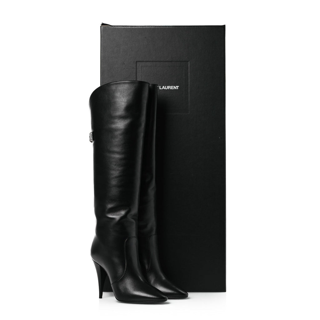 Saint Laurent Lambskin Koller 110 Tall Boots 36.5 Black