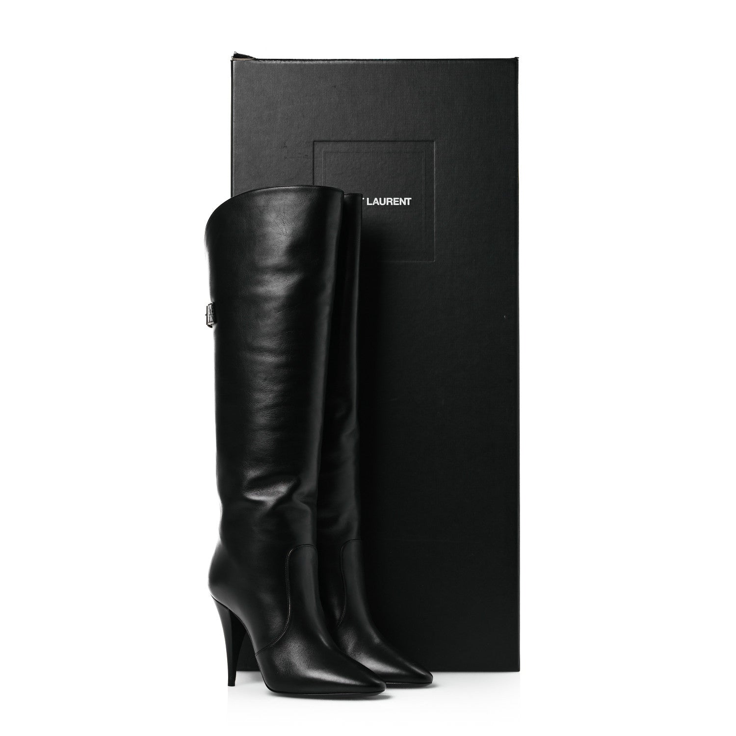 Saint Laurent Lambskin Koller 110 Tall Boots 36.5 Black