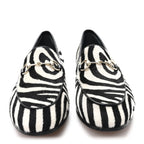 Gucci Pony Hair Zebra Print Womens Horsebit Moccasin Loafers 37.5 Black White