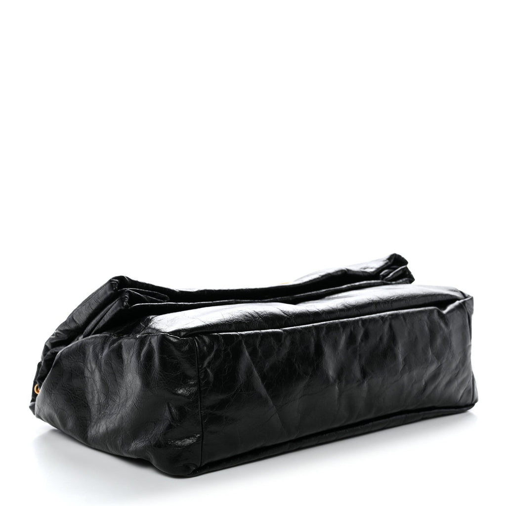 Balenciaga Arena Calfskin Medium Monaco Chain Shoulder Bag Black